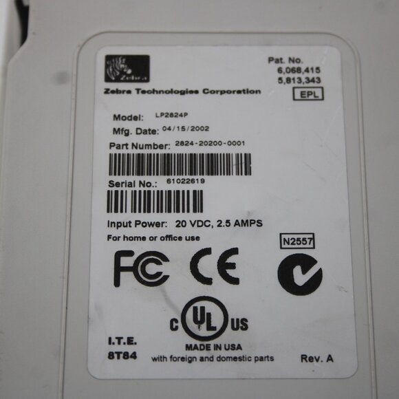 Zebra Eltron LP2824 Input 20 VDC 2.5 AMP AS IS Label Thermal Printer - Picture 9 of 16
